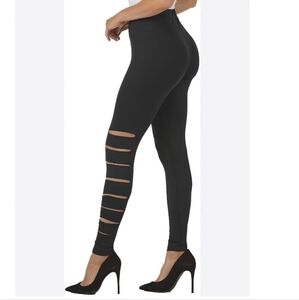 Performance Side Band Cutout 7/8 Yoga Leggings XS BLACK